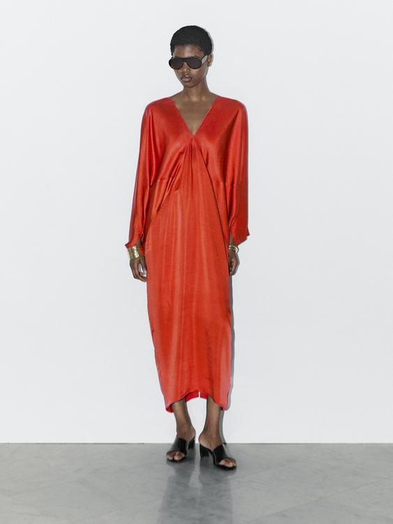 Flowing satin kimono dress - STUDIO