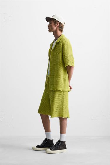 TEXTURED OPENWORK SHIRT - Lime by Zara - Image 3