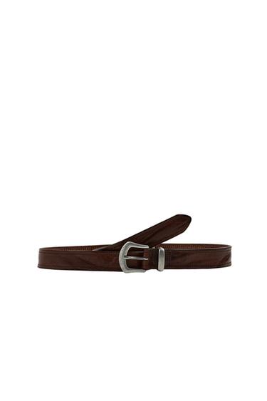 VINTAGE-EFFECT LEATHER BELT - Brown by Zara
