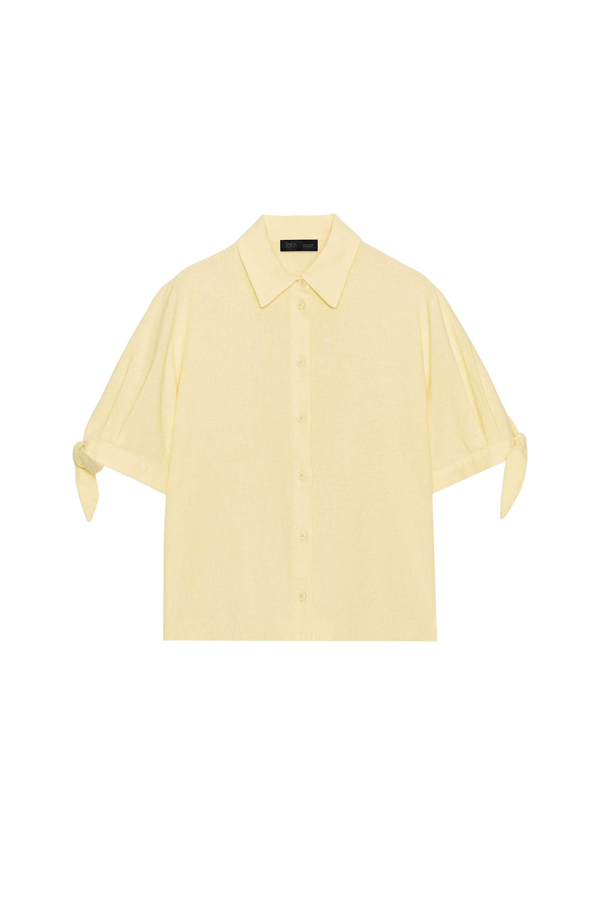 SHORT SLEEVE SHIRT WITH RAMIE TIES - Light yellow | ZARA New Zealand