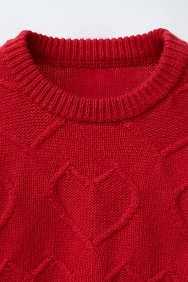PULL EN MAILLE CŒURS BRODÉS - Rouge de Zara - Image 2