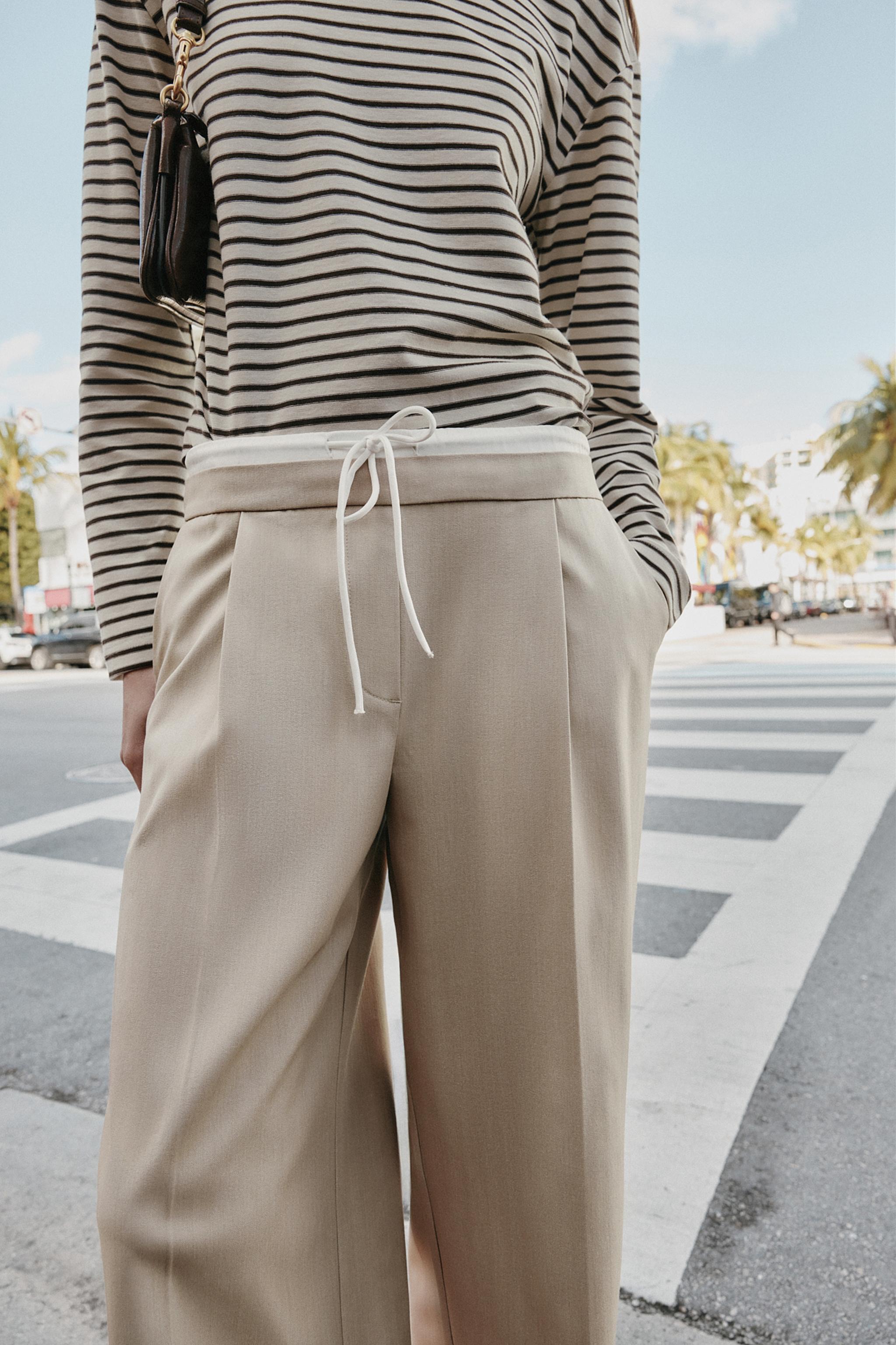 WIDE LEG PANTS WITH DOUBLE WAISTBAND