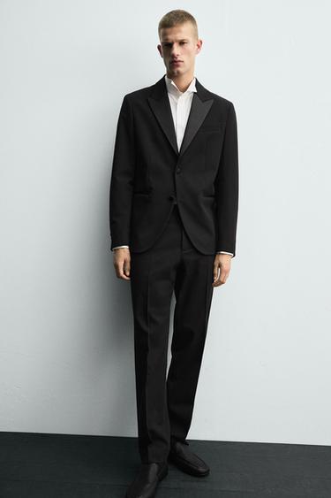 WOOL BLEND TUXEDO SUIT TROUSERS - Black by Zara - Image 4