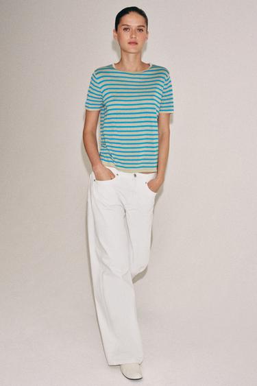 TOP PUNTO RAYAS - Azul de Zara