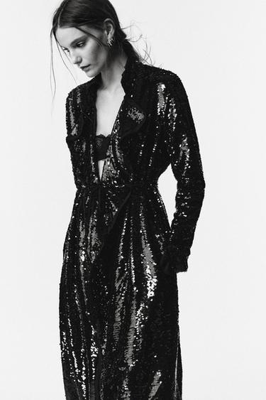 MANTEAU PAILLETTES ÉDITION LIMITÉE - Noir de Zara - Image 2