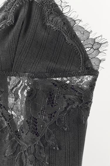 TOP POINTELLE EN DENTELLE - Gris foncé de Zara - Image 5