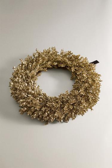 SPARKLY CHRISTMAS WREATH DECORATION - Gold by Zara - Image 1