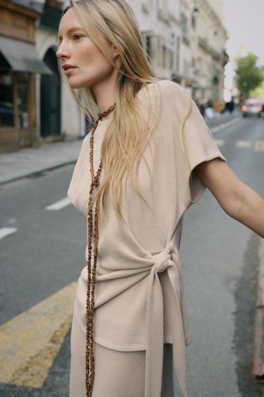 SOFT KNOT TOP - Sand / Marl by Zara