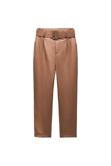 FAUX LEATHER TROUSERS WITH BELT