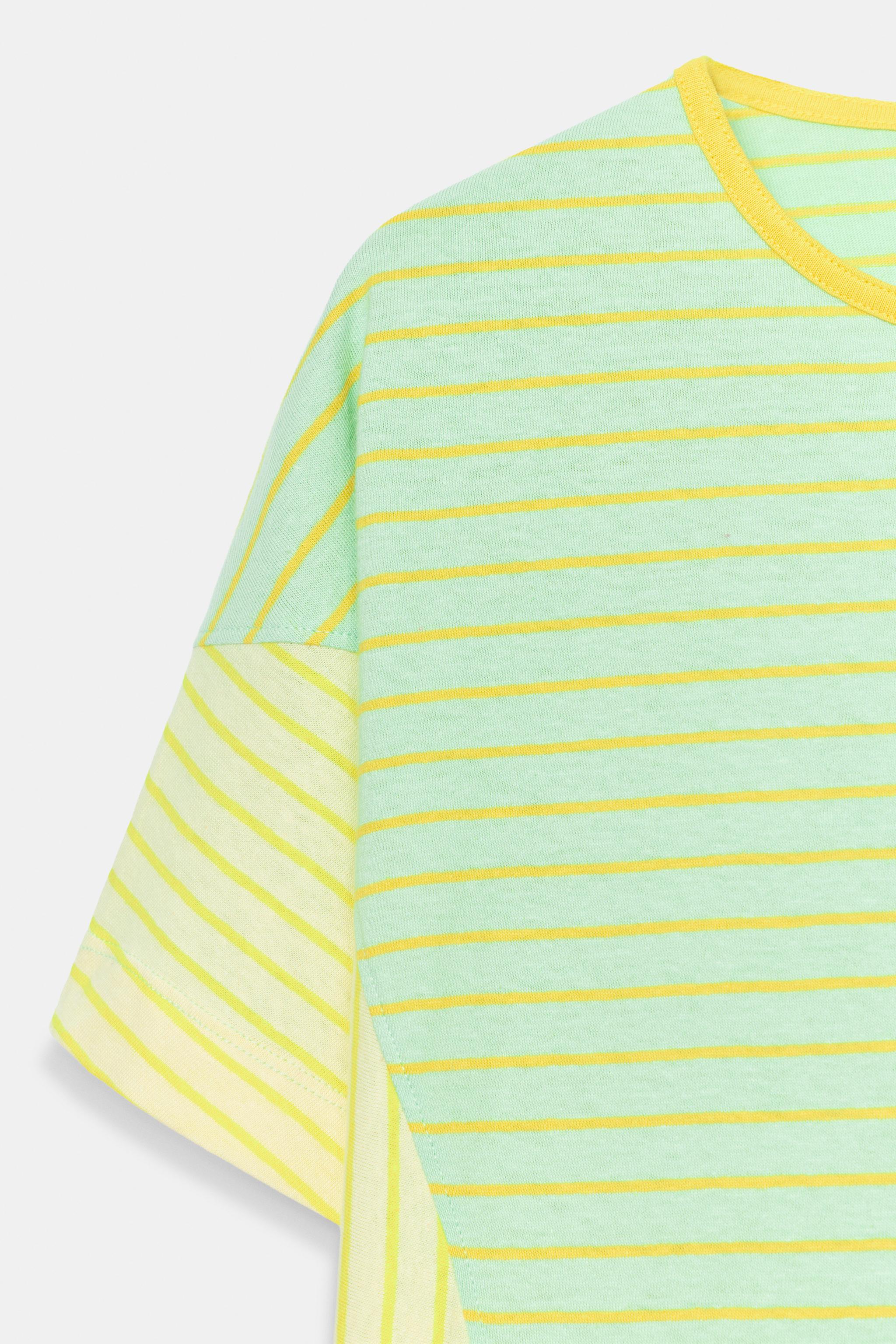 Zara PAMUKLU VE KETEN ÇİZGİLİ T-SHIRT görsel 7