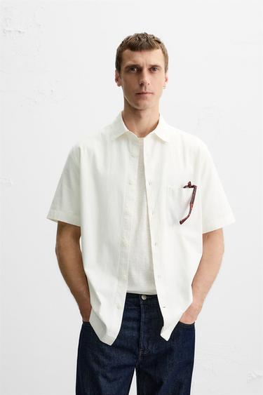 RELAXED FIT SHIRT - Oyster-white by Zara