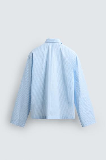 BOXY FIT STRIPED SLOGAN SHIRT - Light blue by Zara - Image 7