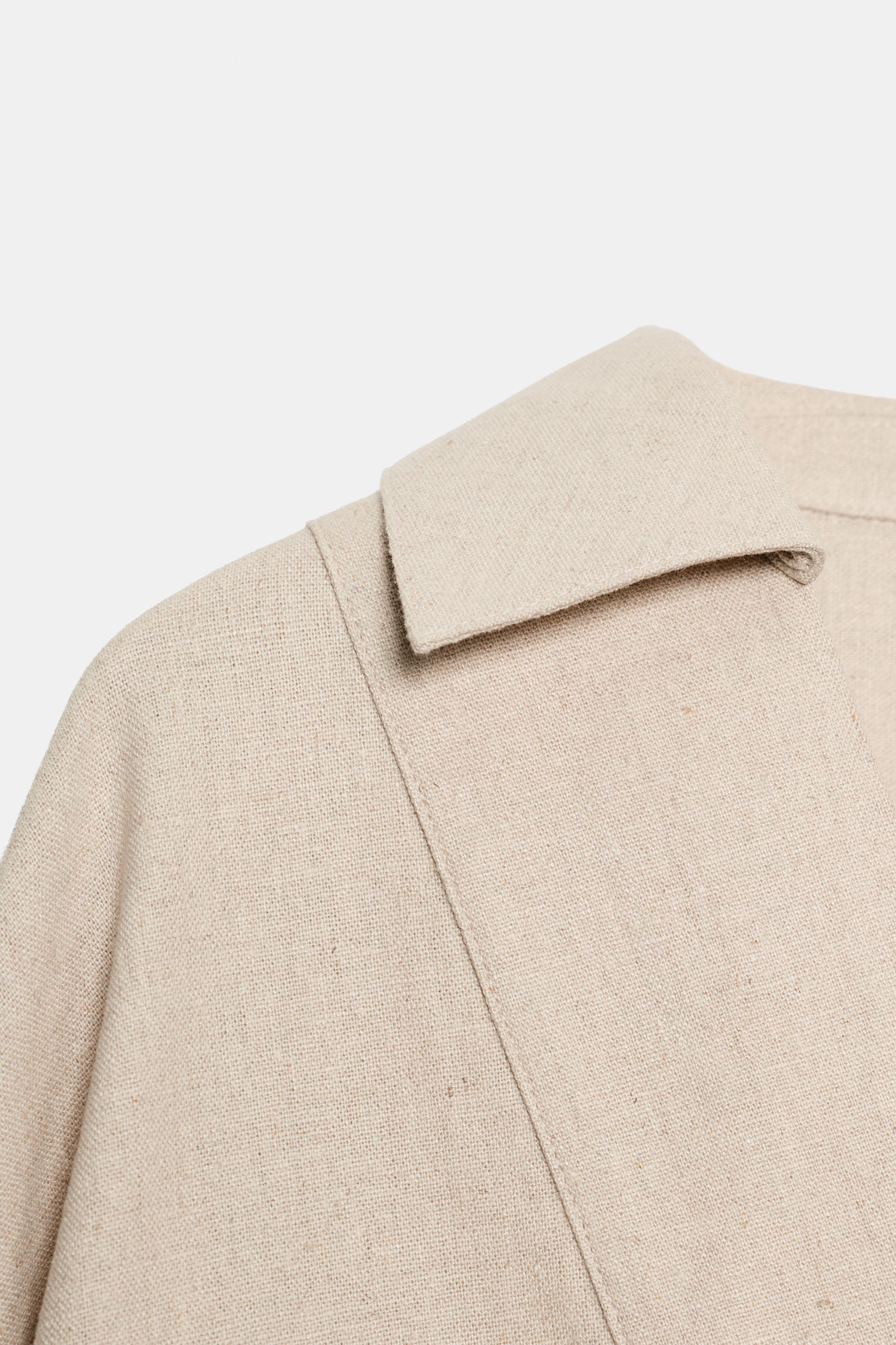 Zara KETEN KARIŞIMLI OVERSIZE BLUZ görsel 8