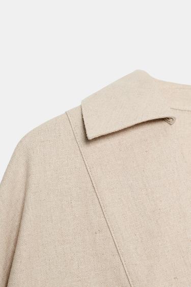 BLOUSE AMPLE AVEC LIN - Beige clair de Zara - Image 7