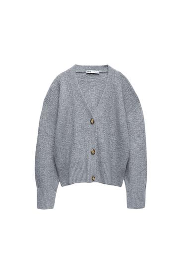 TEXTURED WEAVE KNIT CARDIGAN