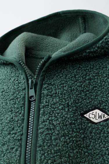 KAPUZENJACKE AUS LAMMFELLIMITAT - Grün von Zara