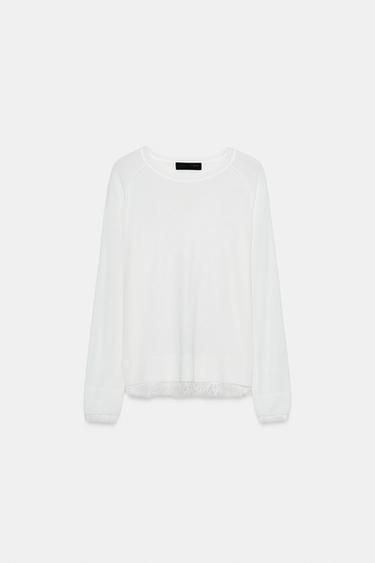 KNIT JUMPER WITH LACE - White by Zara - Image 7