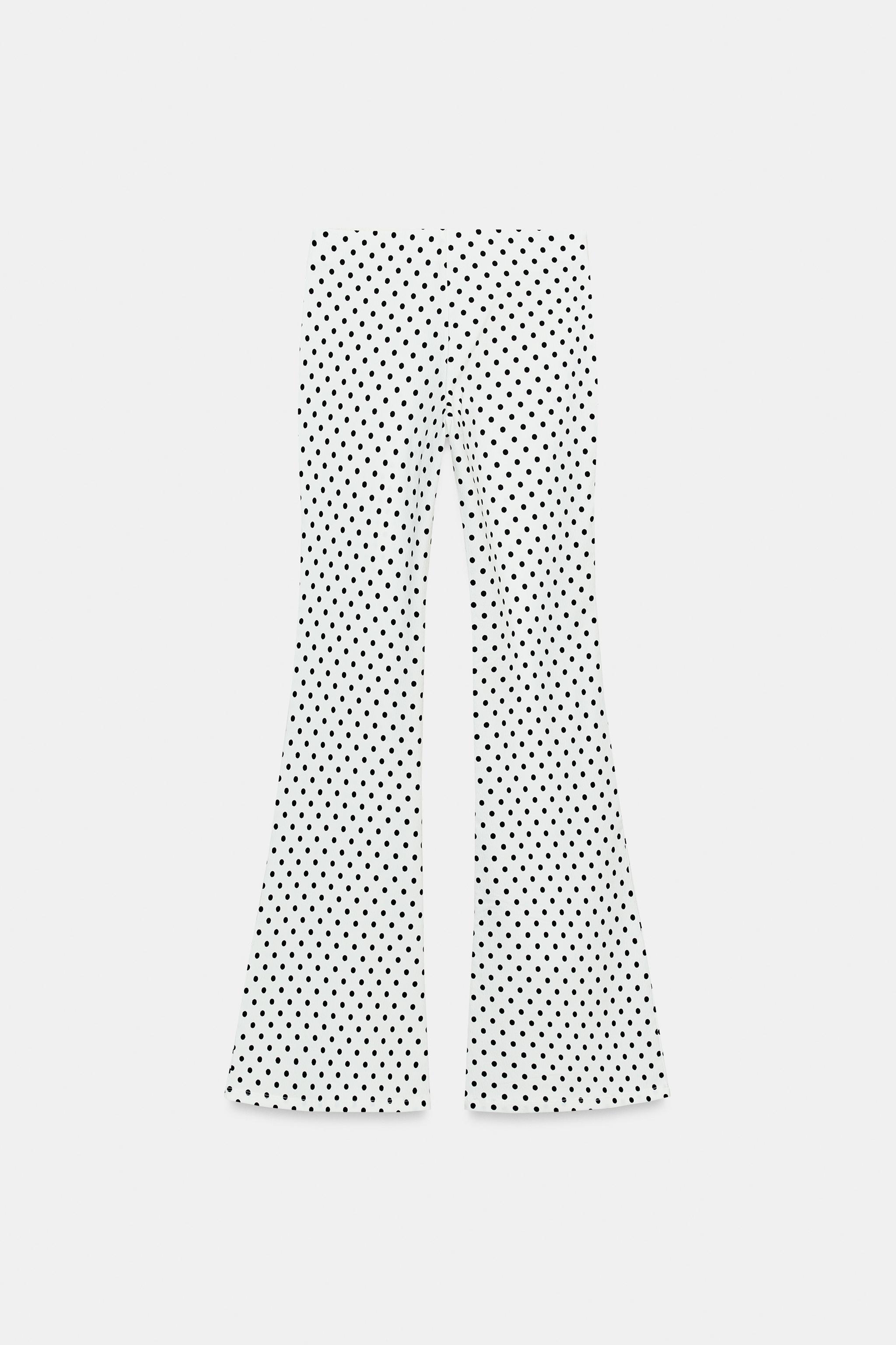 Zara Esnek Puantiyeli Çan Paça Pantolon görsel 6