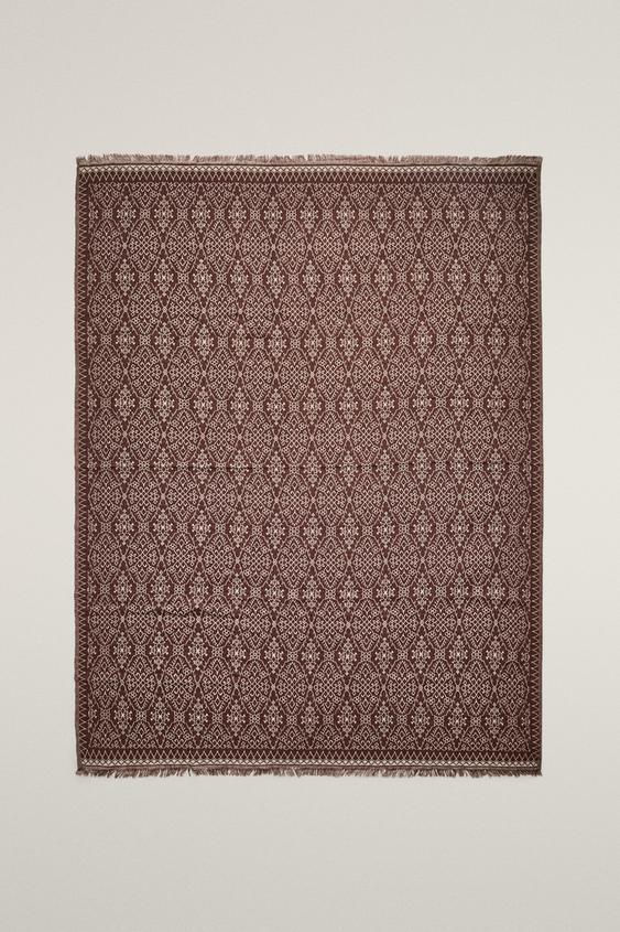 MANTA DE JACQUARD - Marrom da Zara - Imagem 0