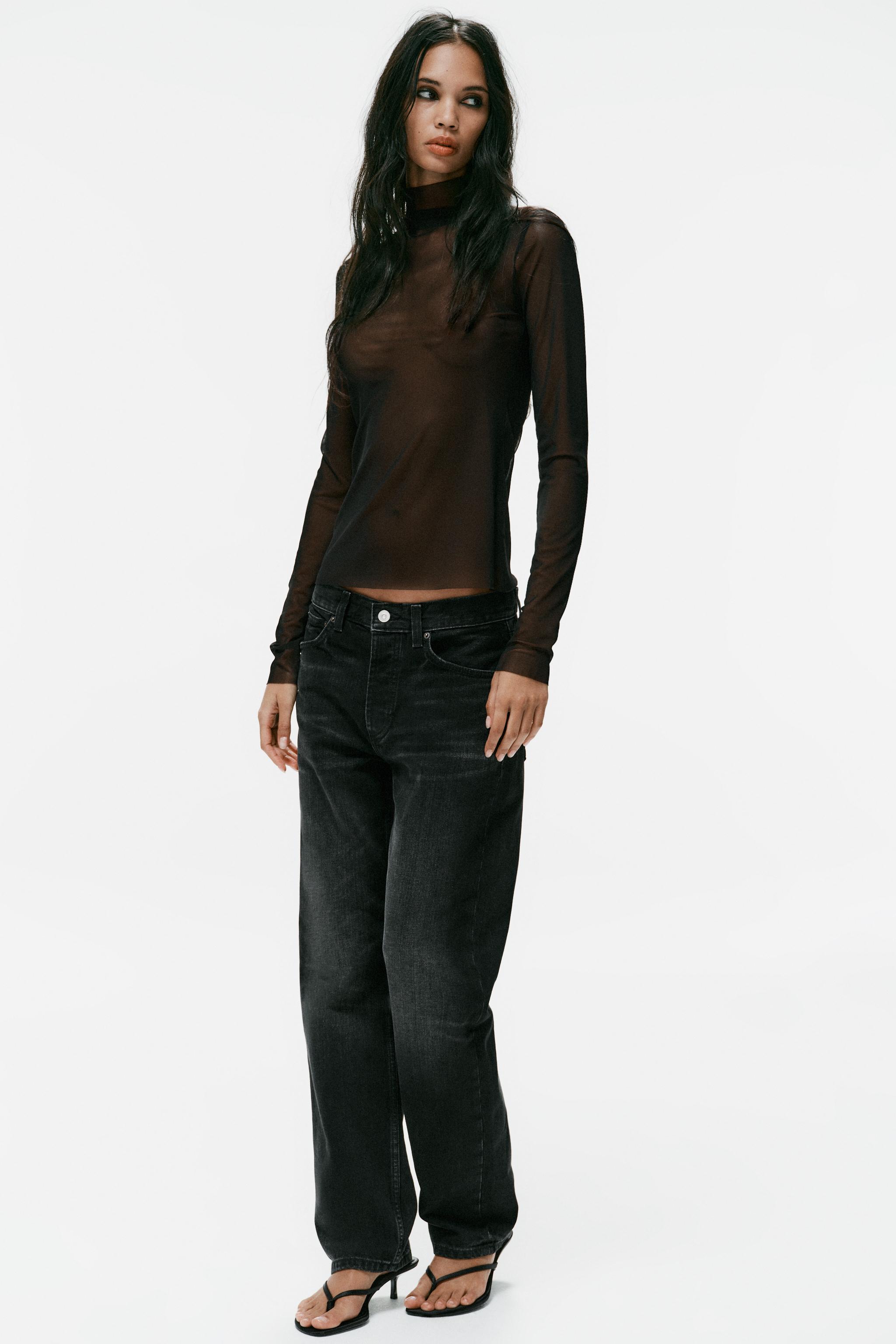 MOCK NECK TULLE TOP - Black | ZARA United States