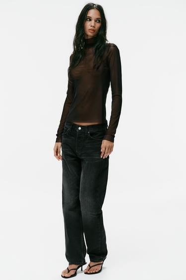 STRAIGHT FIT TIRO MEDIO TRF JEANS - Negro de Zara