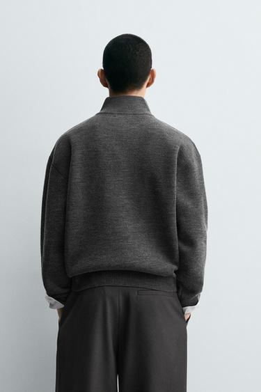 QUARTER-ZIP JUMPER - Dark grey by Zara