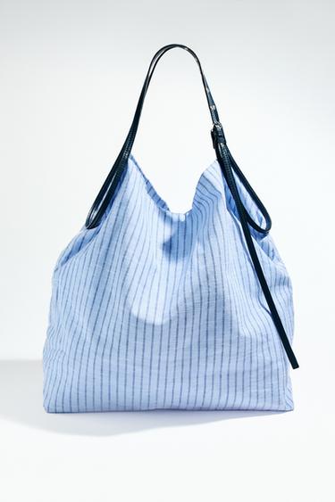 STRIPED FABRIC TOTE BAG - Blue by Zara