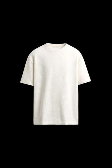 Zara SEERSUCKER COMFORT T-SHIRT - Ecru - Image 0