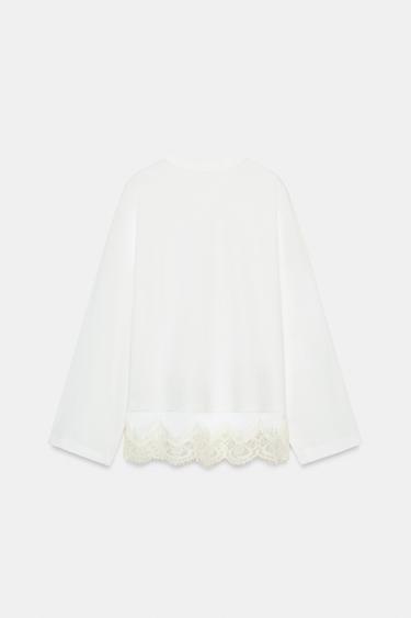 CONTRAST LACE T-SHIRT - White by Zara - Image 5