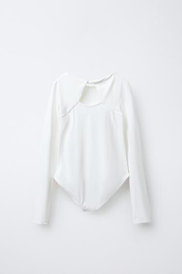 POLYAMIDE CUT-OUT BODYSUIT - White by Zara - Image 1