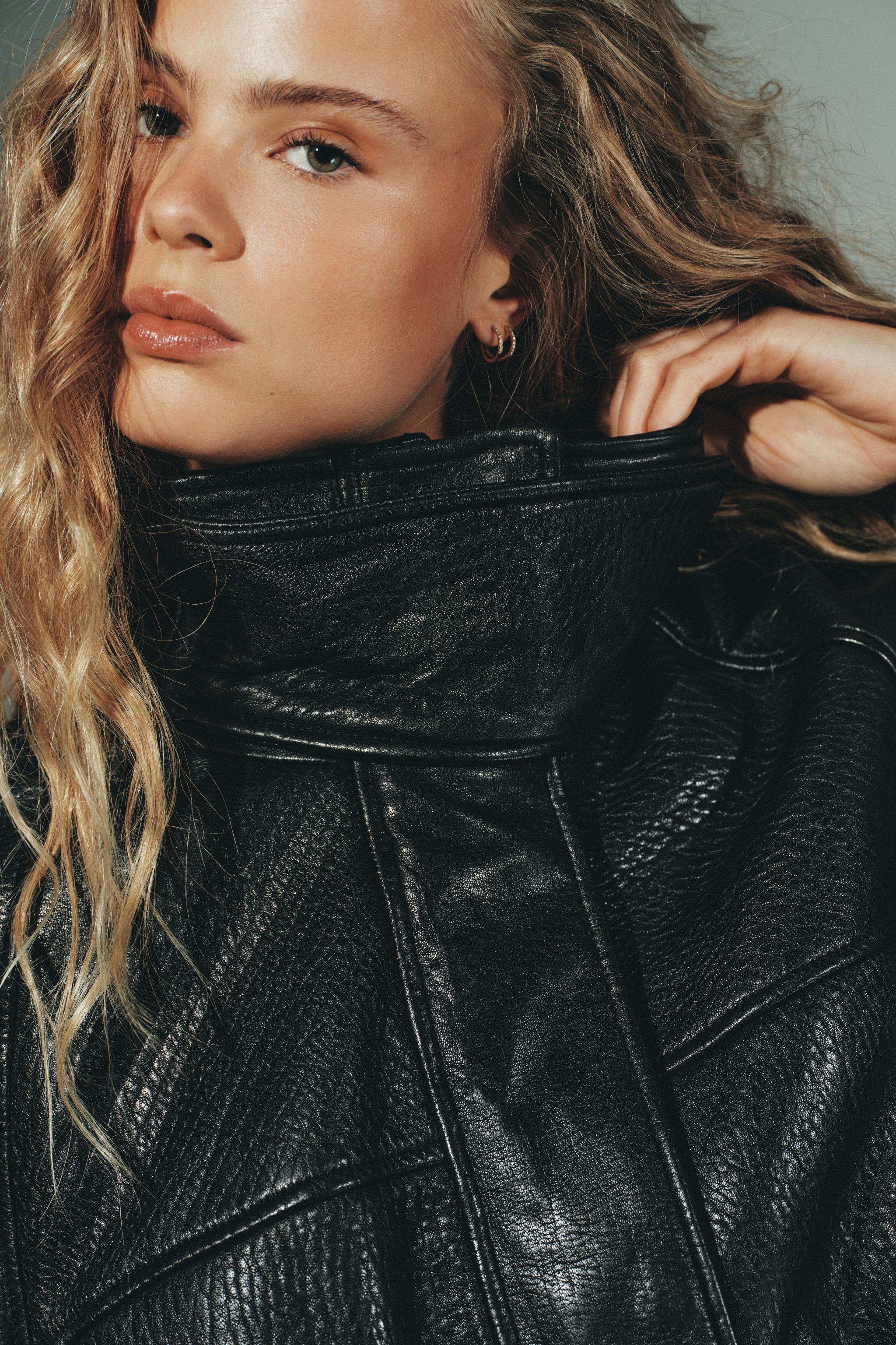 ADJUSTABLE WAIST LEATHER JACKET - Black | ZARA United States