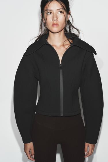 FITTED NEOPRENE-EFFECT JACKET - Black by Zara