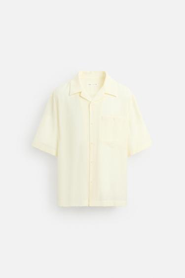 CAMISA JACQUARD ARRUGADO - Blanco de Zara