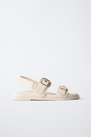 BUCKLED SANDALS - Ecru White by Zara
