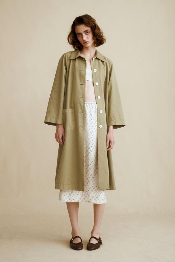 TRENCHCOAT DESIGNET AF CARAMEL LONDON X ZARA - Kaki fra Zara - Billede 0