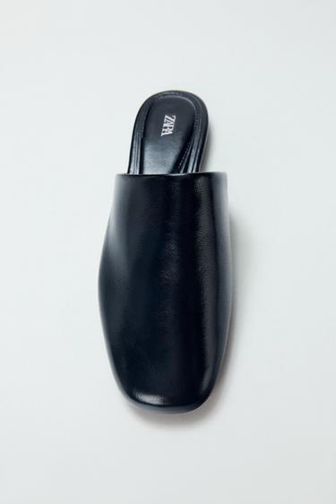 LEATHER SLINGBACK SHOES - Black by Zara