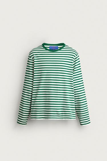 0FR. PARIS X ZARA STRIPED T-SHIRT — Light green 1