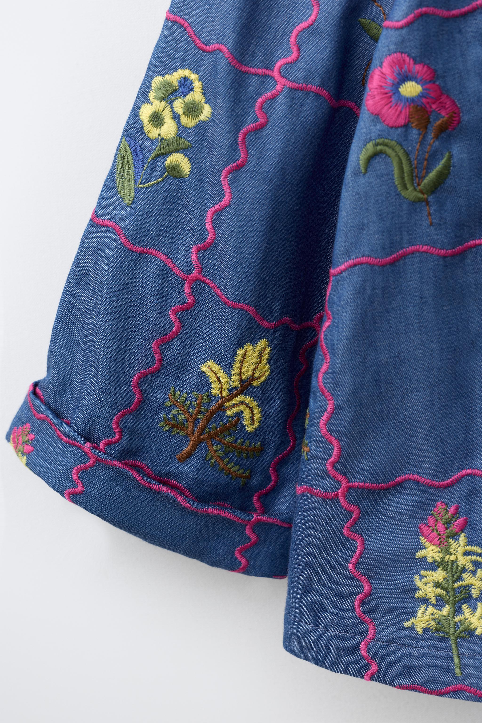 Детские рубашки Zara EMBROIDERED SHIRT — фото 5