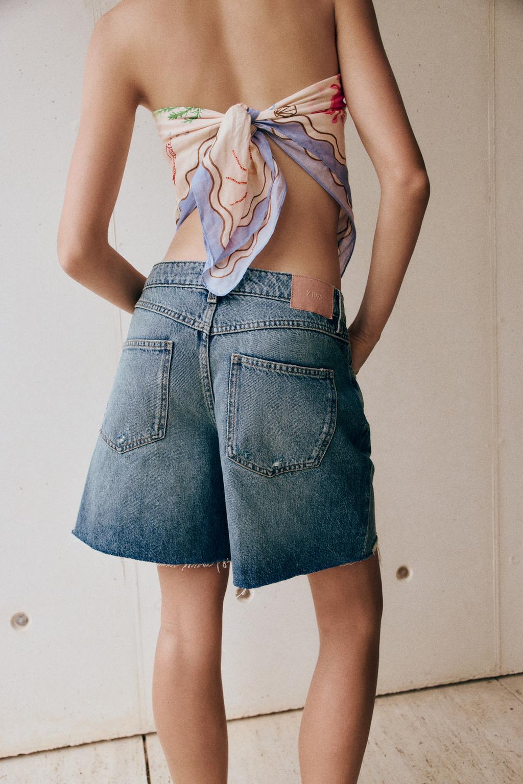Z1975 RIPPED DENIM BERMUDA SHORTS