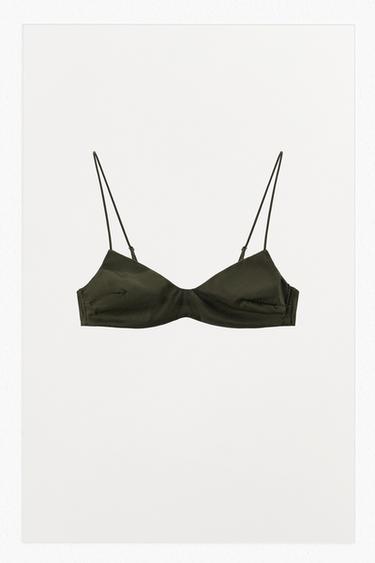 BRALETTE ME TEKSTURË ME MËNDAFSH - Kaki e errët nga Zara