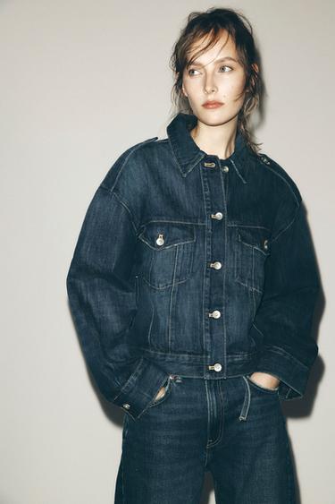 CAZADORA DENIM TRF TRABILLAS - Marino de Zara