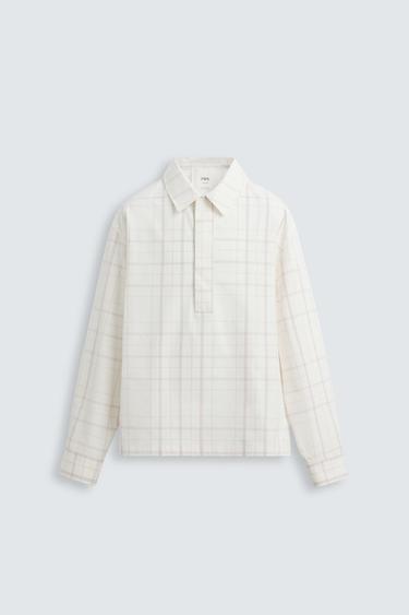 CAMISA LARGA BOXY FIT XADREZ LIMITED EDITION - Branco da Zara