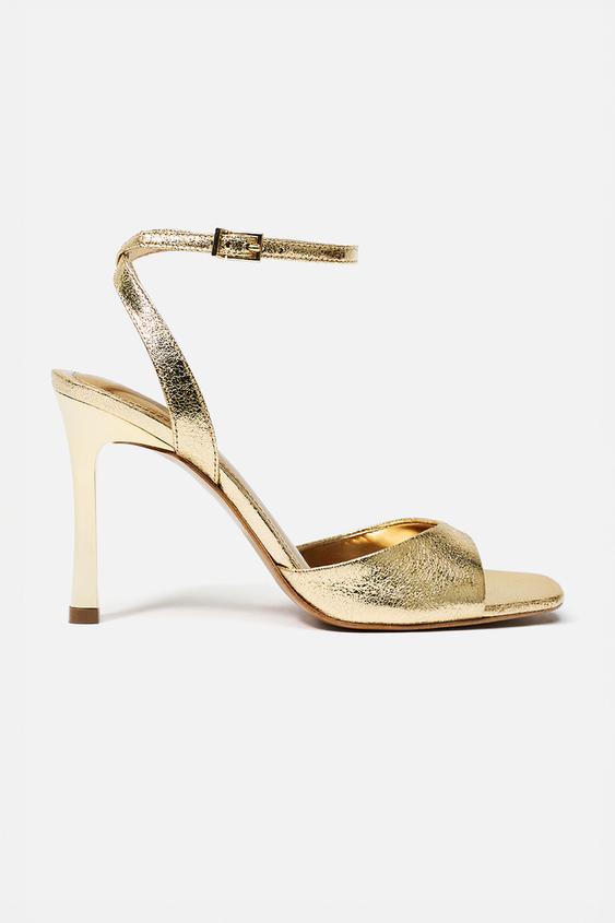 Tacon Ancho Zapatos Dorados En Zara Zapatos Dorados De Mujer ZARA Perú