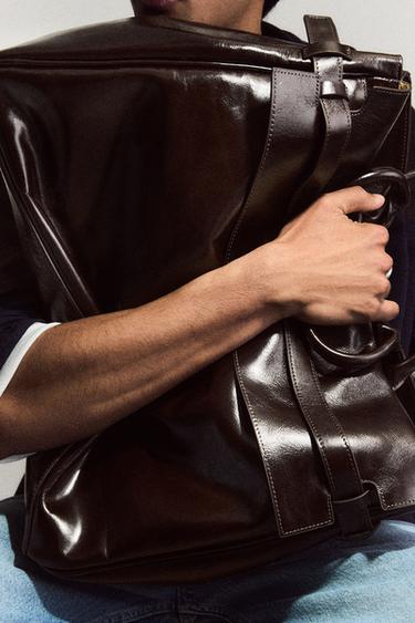 SAC À MAIN EN CUIR - Marron de Zara