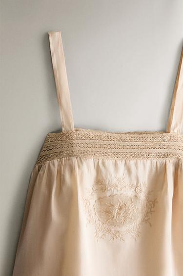TOP SATIN AJOURÉ - Beige clair de Zara - Image 1