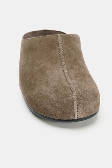 CHAUSSURES DESTALONNÉES EN DAIM - Gris taupe de Zara - Image 5
