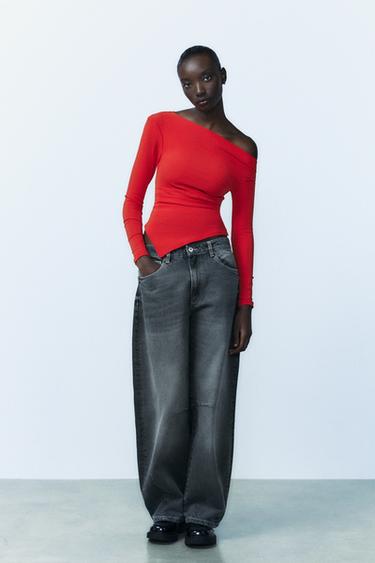 ASYMMETRISCHE ELASTISCHE TOP - Rood van Zara - Afbeelding 0
