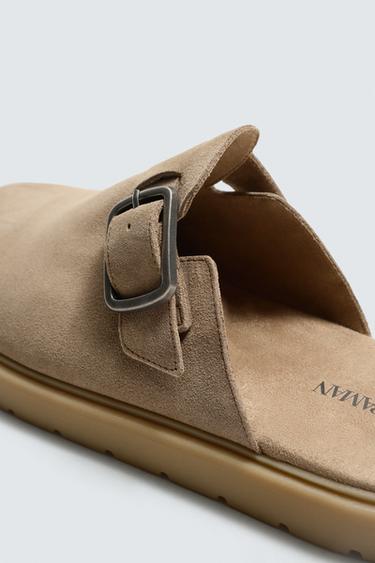 SABOTS EN CUIR À BOUCLE - Marron de Zara - Image 5