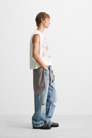 T-SHIRT IMPRIMÉ DÉLAVÉ - Blanc cassé de Zara - Image 3