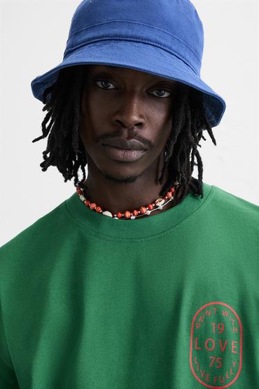 T-SHIRT À INSCRIPTION IMPRIMÉE - Vert de Zara - Image 5